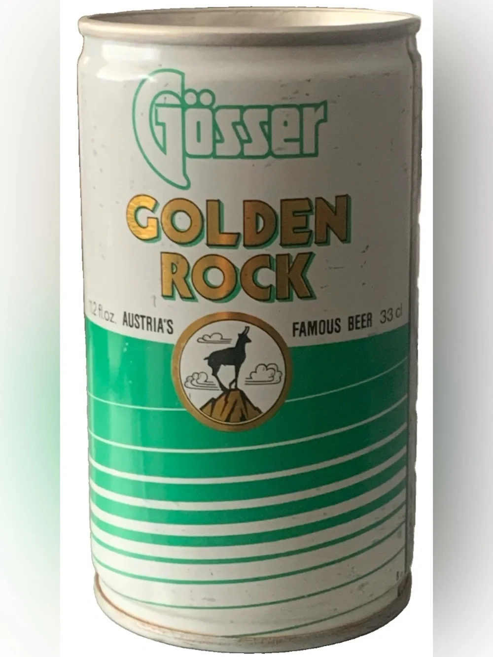 Vintage Beer Can Gosser Golden Rock Austria's Famous Beer Pull Tab Empty Steel